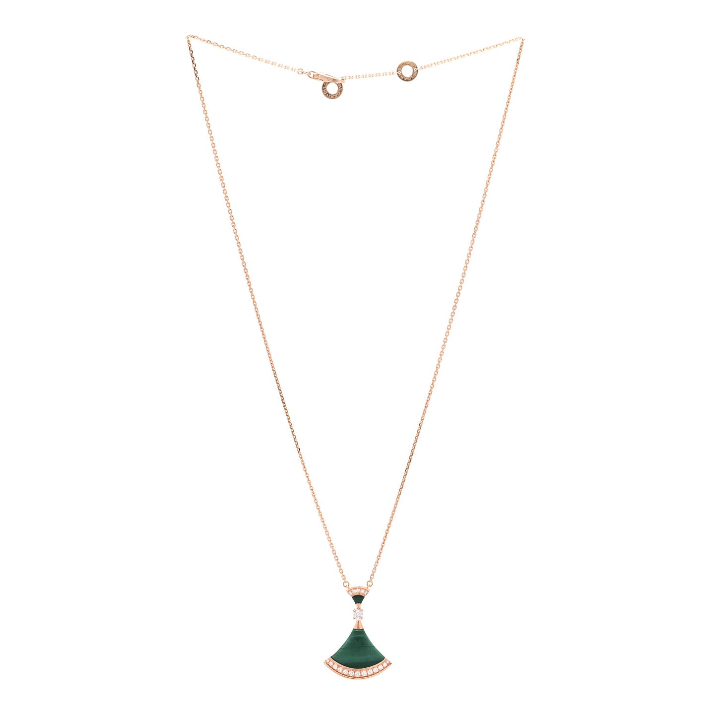 18K Rose Gold Diamond Malachite Divas' Dream Pendant Necklace