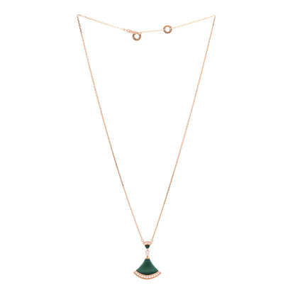 Bulgari 18K Rose Gold Diamond Malachite Divas' Dream Pendant Necklace 3 of 6