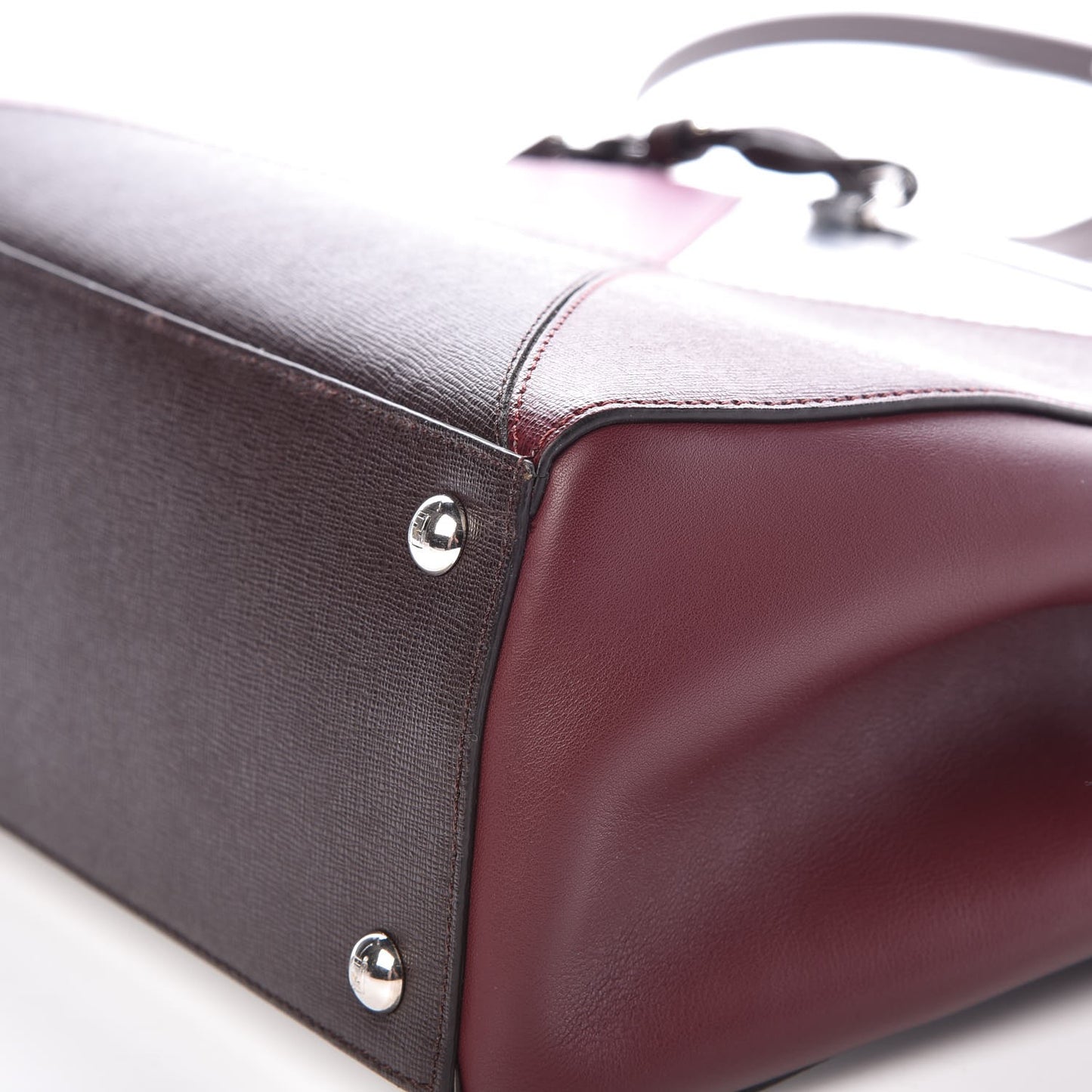 Vitello Elite Calfskin Colorblock Petite 2Jours Tote Glicine Argento Bordeaux