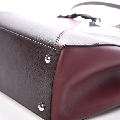 Fendi Vitello Elite Calfskin Colorblock Petite 2Jours Tote Glicine Argento Bordeaux 11 of 12