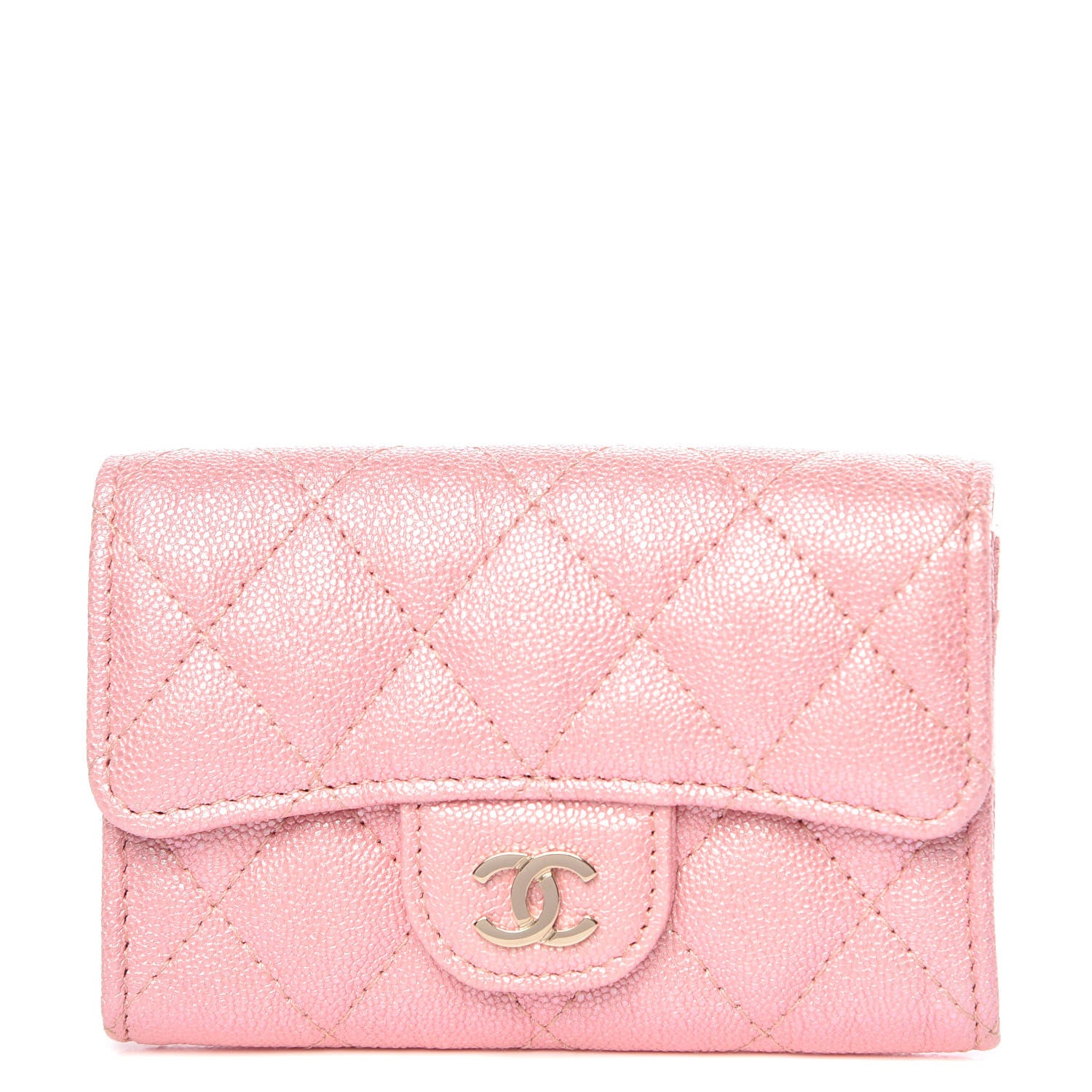 Chanel Iridescent Caviar Quilted Flap Card Holder Rose Pink 1 of 9