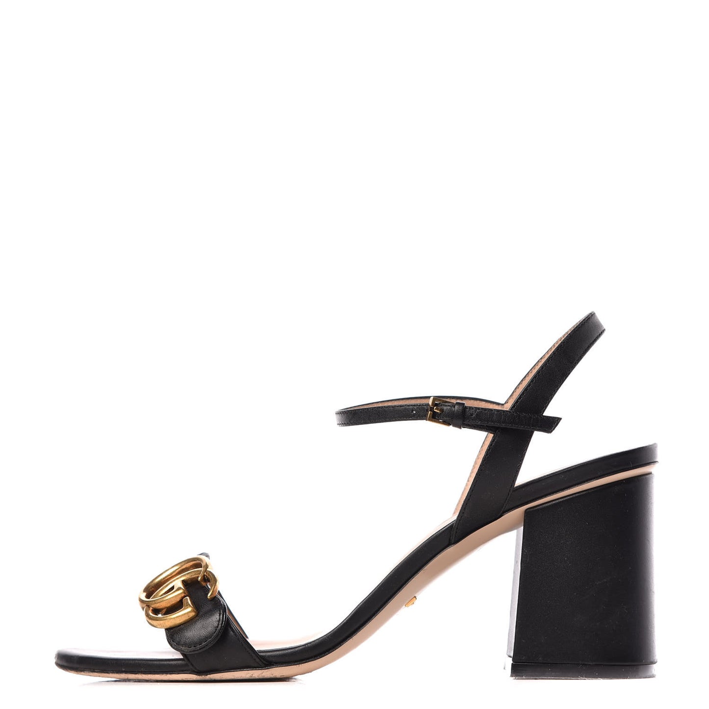 Lifford Calfskin GG Marmont Ankle Wrap 75mm Sandals 38.5 Black
