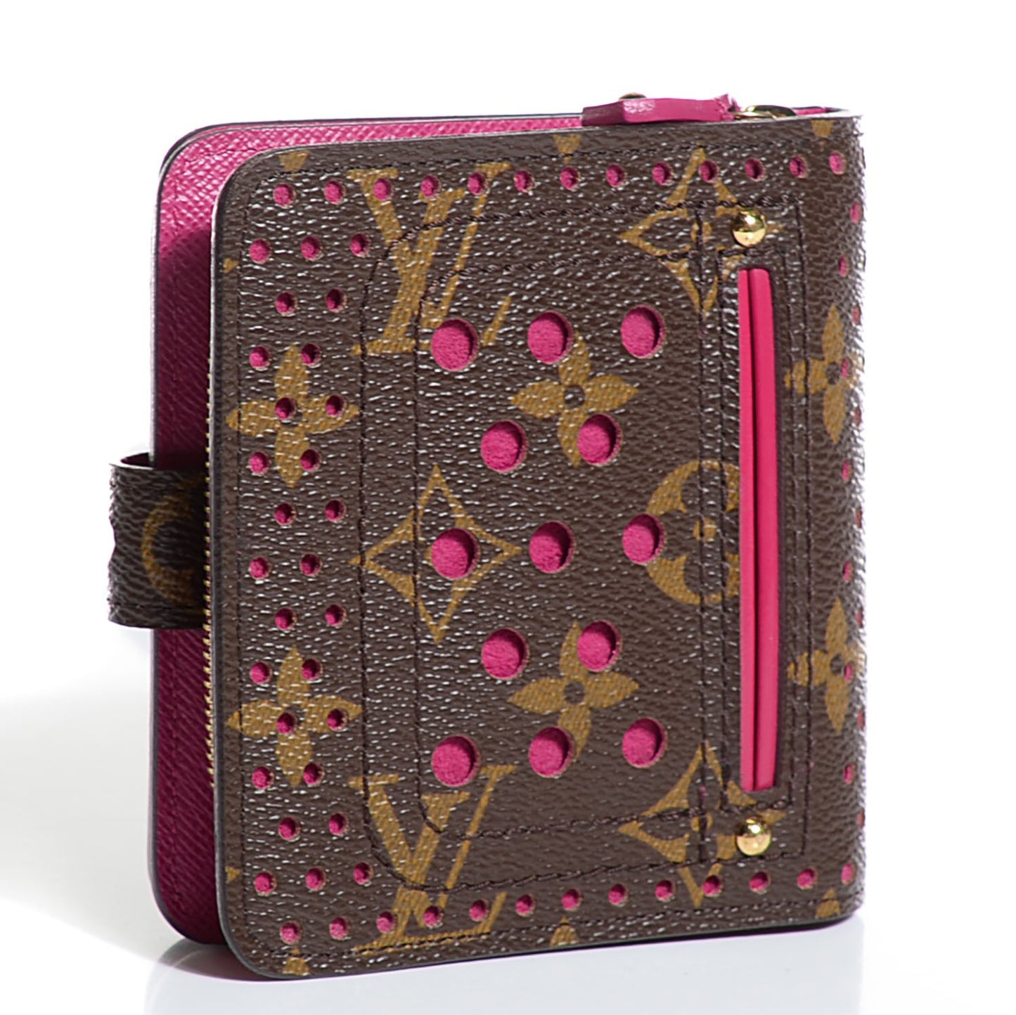 Monogram Perforated Compact Zipped Wallet Fuchsia