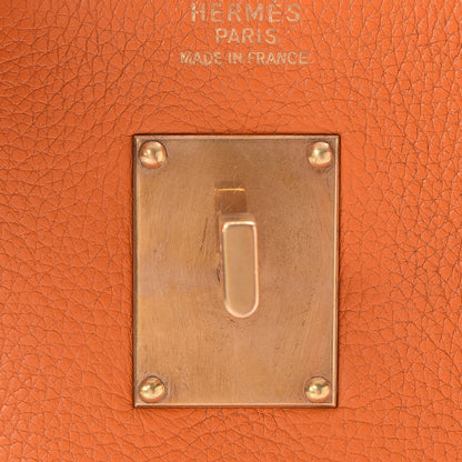 Hermes Taurillon Clemence HAC Birkin 40 Orange 15 of 33