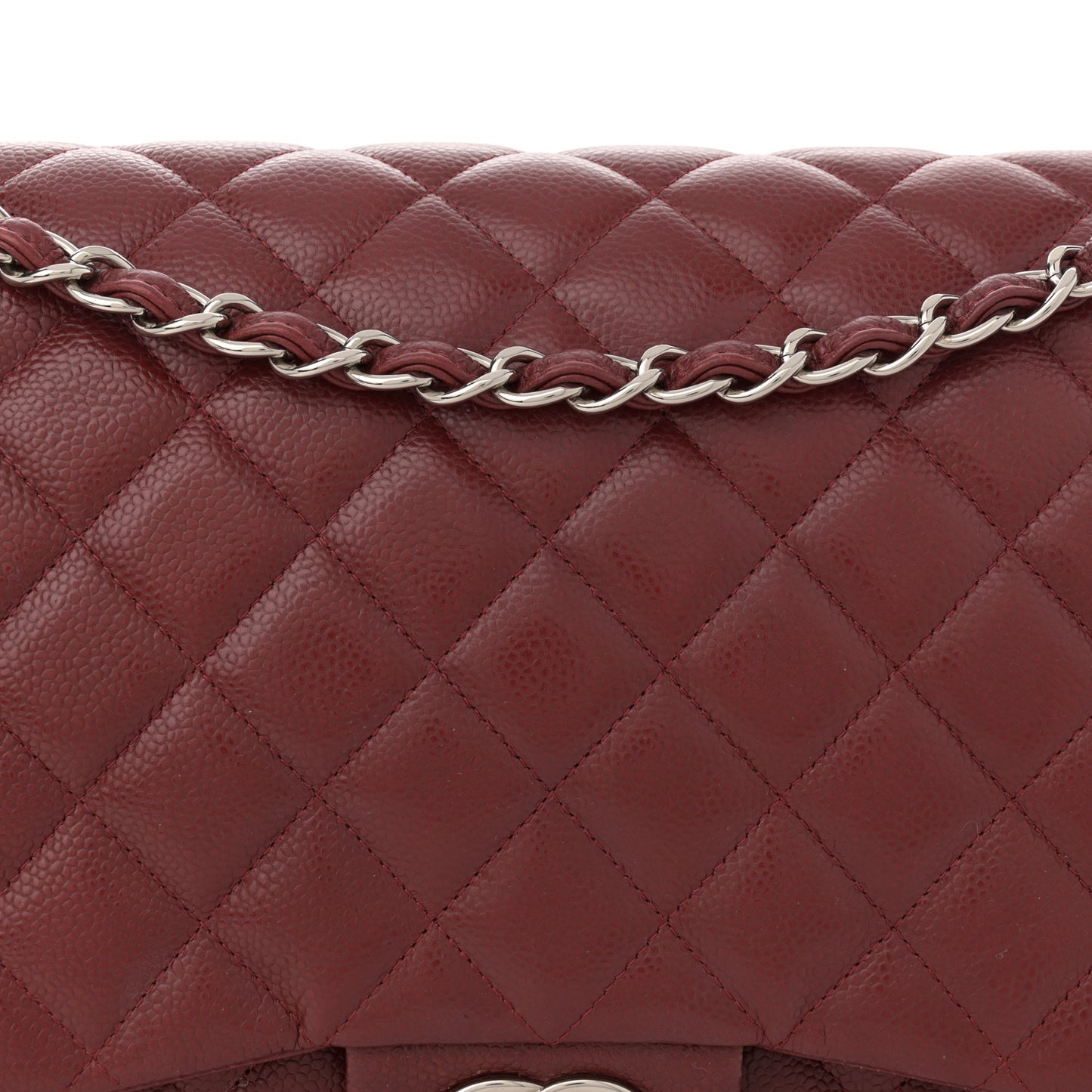 Caviar Quilted Maxi Double Flap Dark Red
