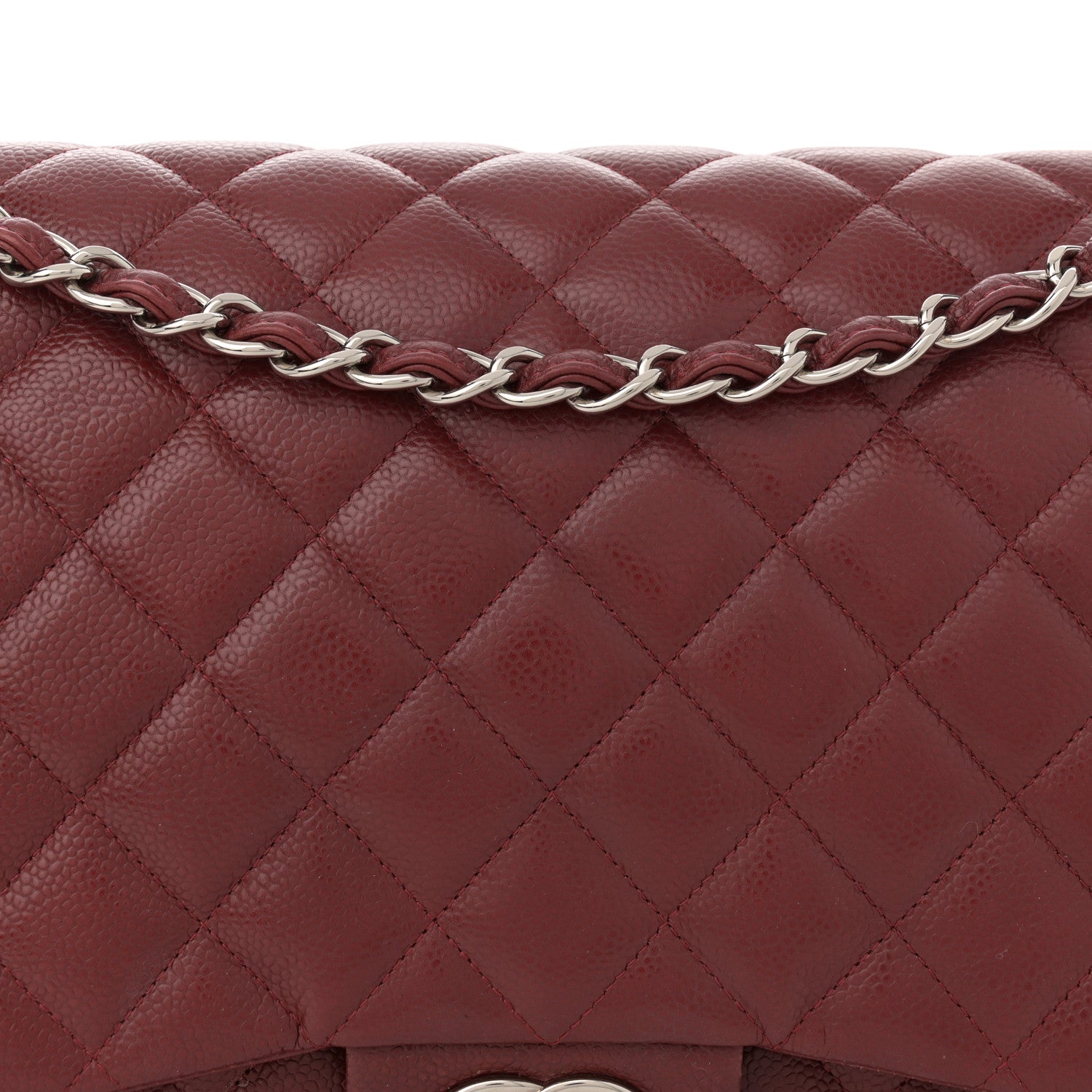 Chanel Caviar Quilted Maxi Double Flap Dark Red 8 of 11