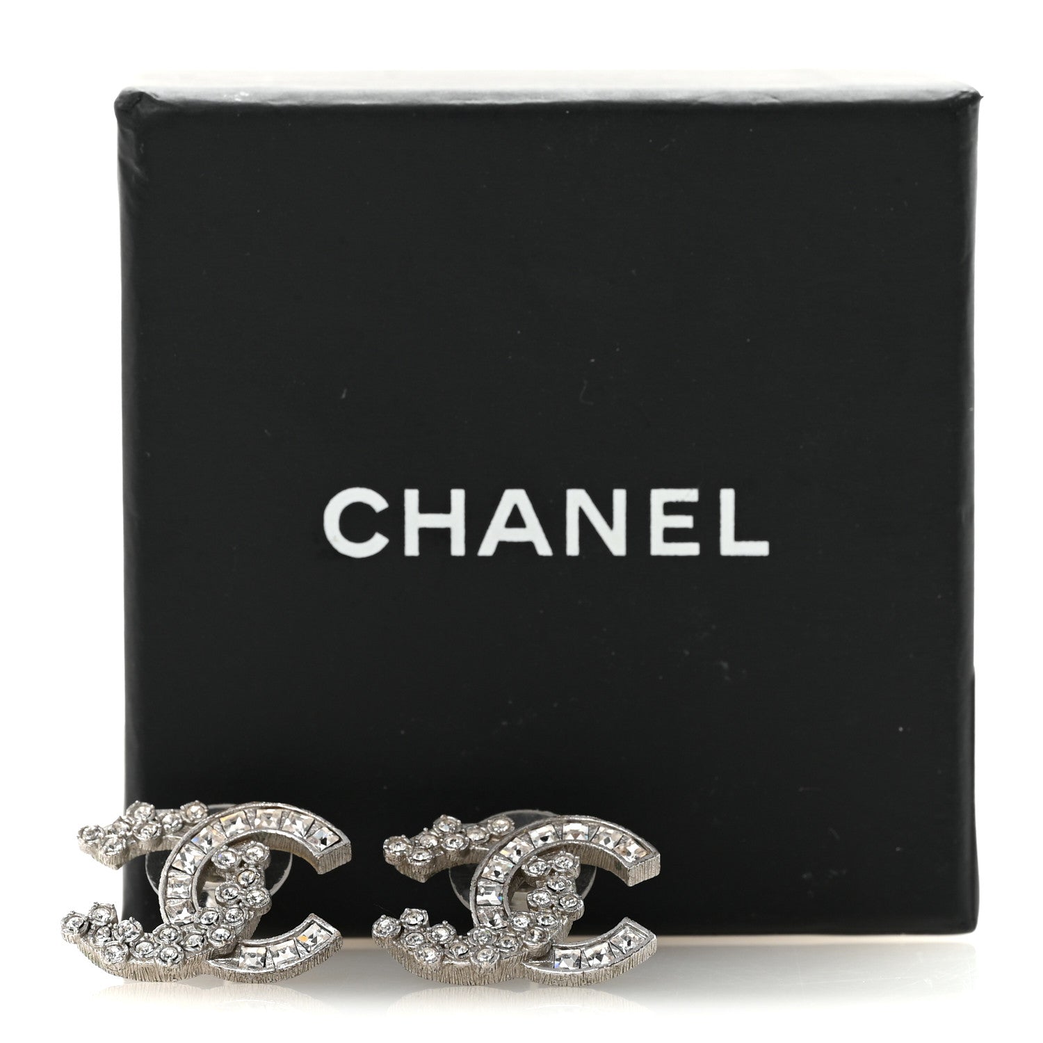 Chanel Crystal CC Earrings Silver 5 of 5