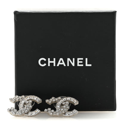 Chanel Crystal CC Earrings Silver 5 of 5