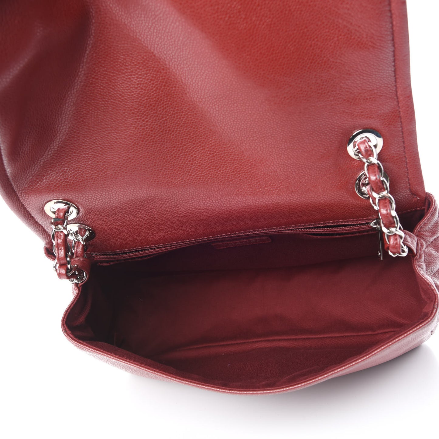 Caviar Large Timeless CC Flap Dark Red