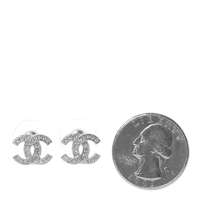 Chanel Crystal Mini Timeless CC Earrings Silver 2 of 5