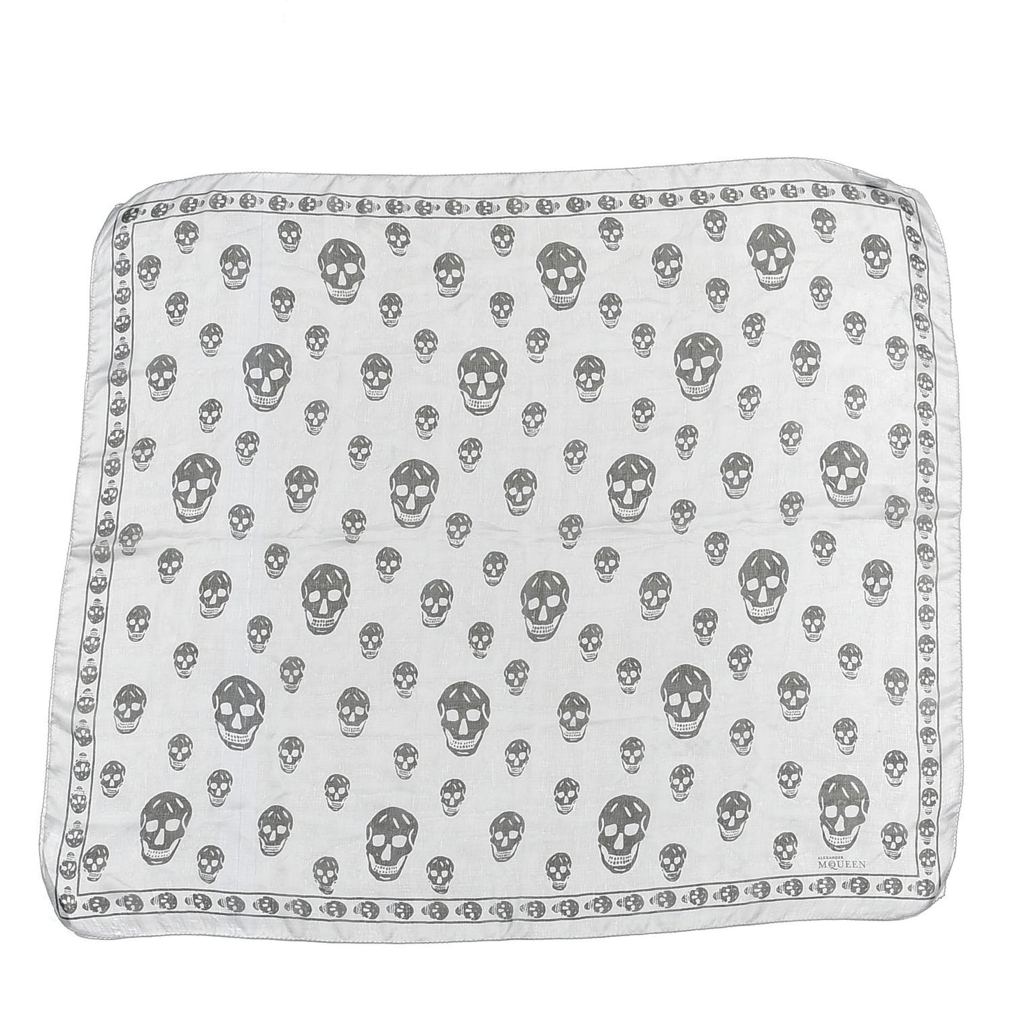 Silk Skull Scarf Ivory Black