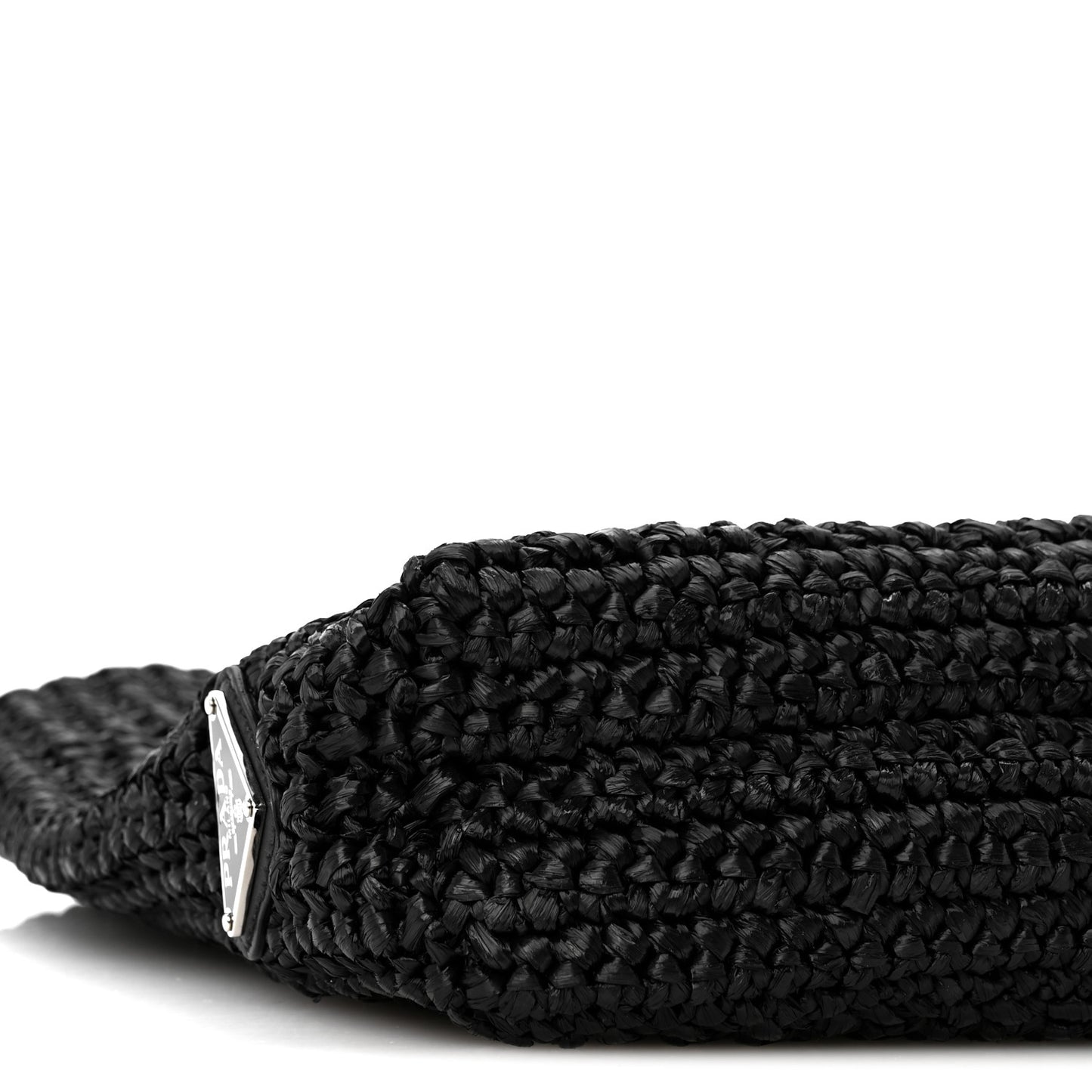Yarn Raffia Effect Crochet Small Logo Tote Black