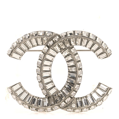 Chanel Baguette Crystal CC Brooch Silver 1 of 5