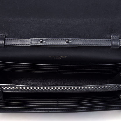 Saint Laurent Grain De Poudre Medium Classic Monogram Multicolor Graphic Print Chain Wallet Black 5 of 9