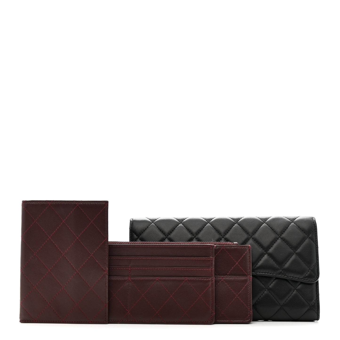 Lambskin Quilted Travel Wallet Black