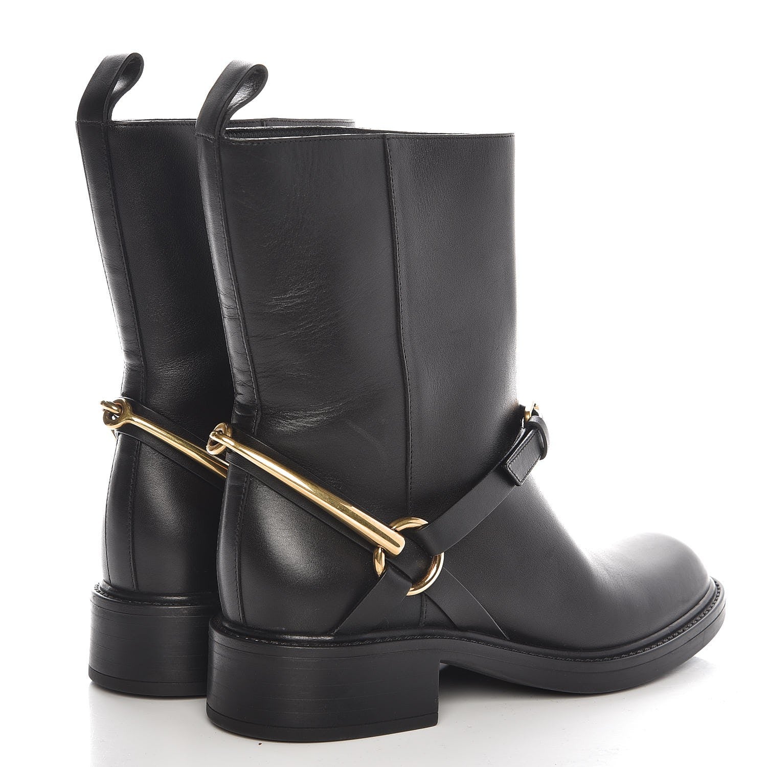 Gucci Calfskin Tess Horsebit Ankle Boots 34.5 Black 4 of 7