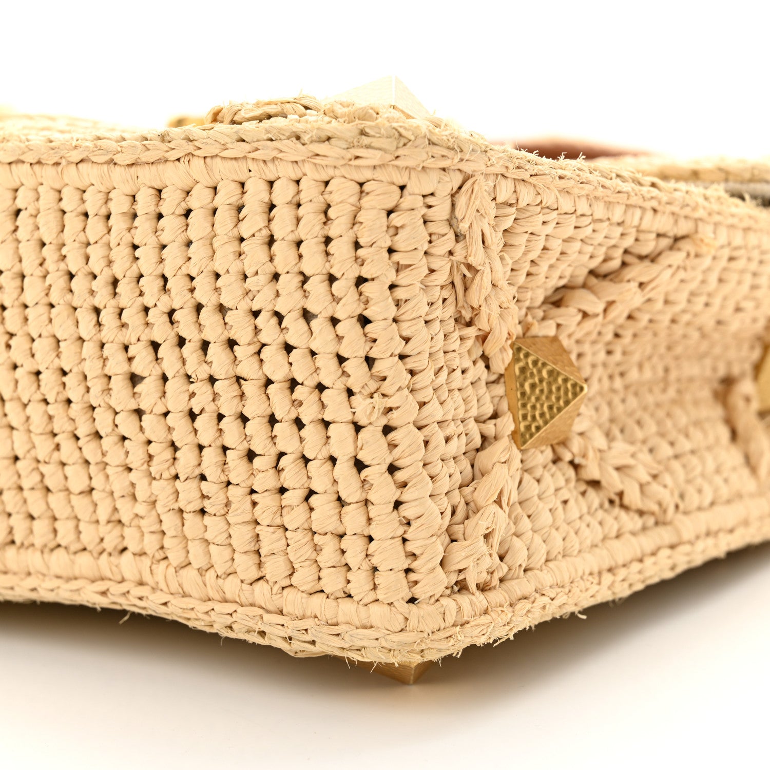 Valentino Garavani Raffia Large Roman Stud Shoulder Bag Naturale Multicolor 9 of 11
