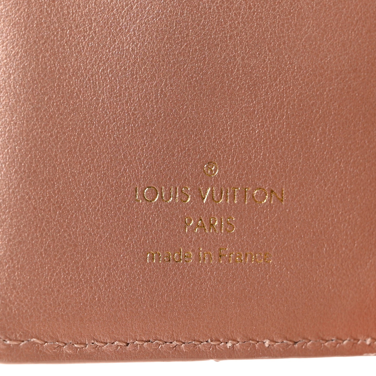 Metallic Lambskin Embossed Monogram Lou Coussin Wallet Rose Gold