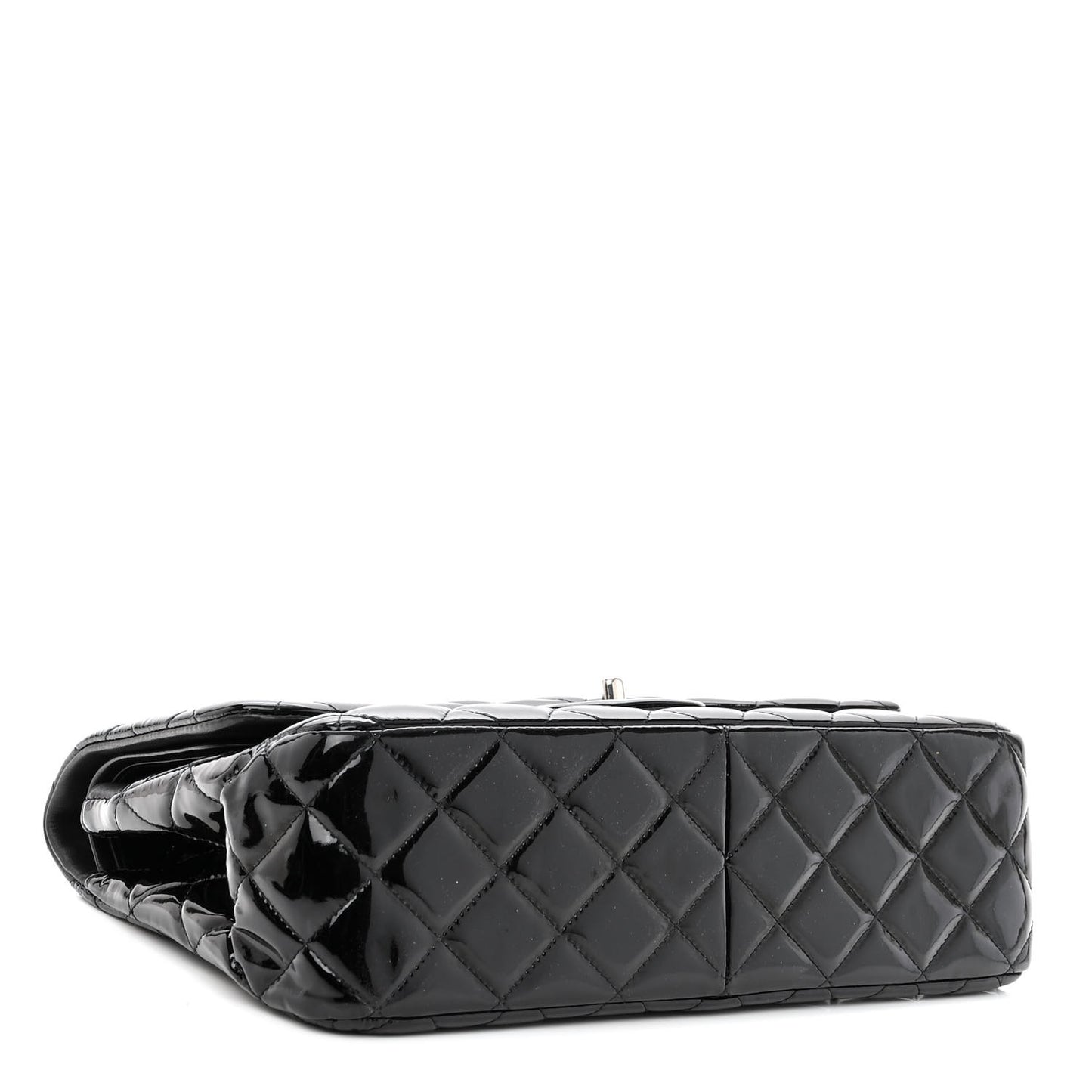 Patent Quilted Jumbo Double Flap Black