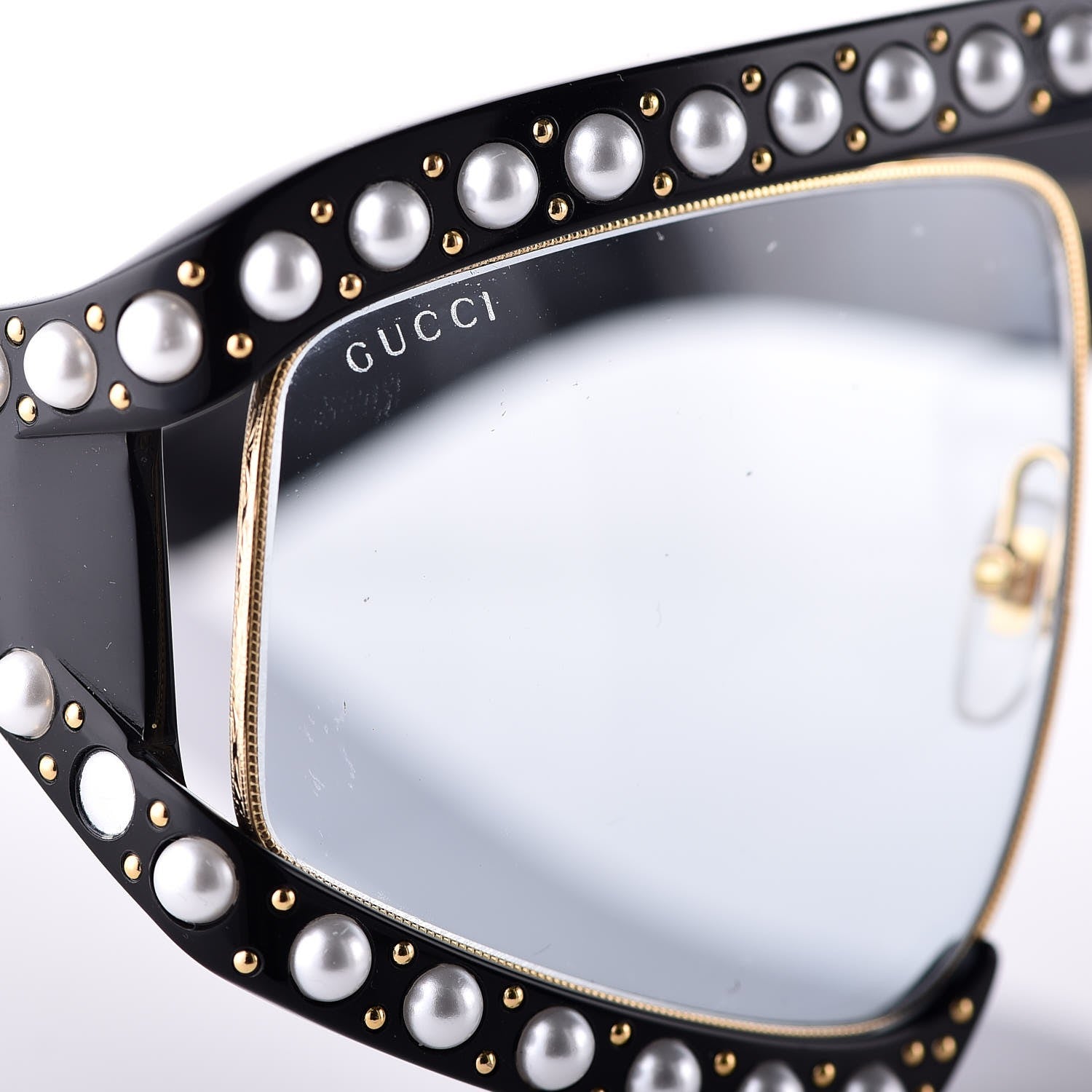 Gucci Acetate Pearl Rectangular Frame Sunglasses GG0234S Black 7 of 7