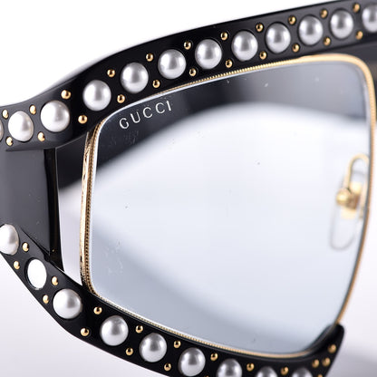 Gucci Acetate Pearl Rectangular Frame Sunglasses GG0234S Black 7 of 7