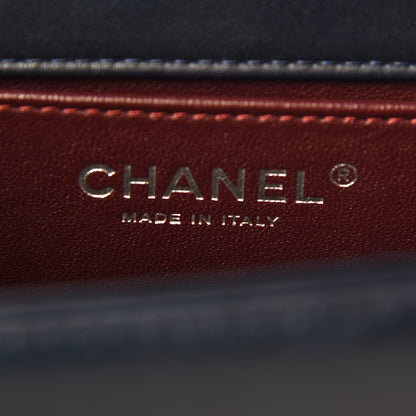 Chanel Calfskin Embossed Medium Paris Salzburg Boy Flap Navy 6 of 11