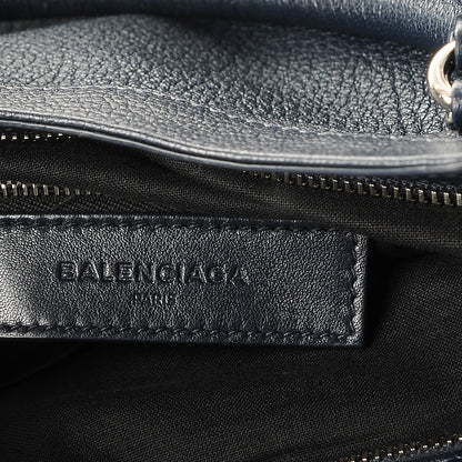 Balenciaga Chevre Silver Metallic Edge Hardware Velo Bleu Nuit Dark Sea 6 of 7