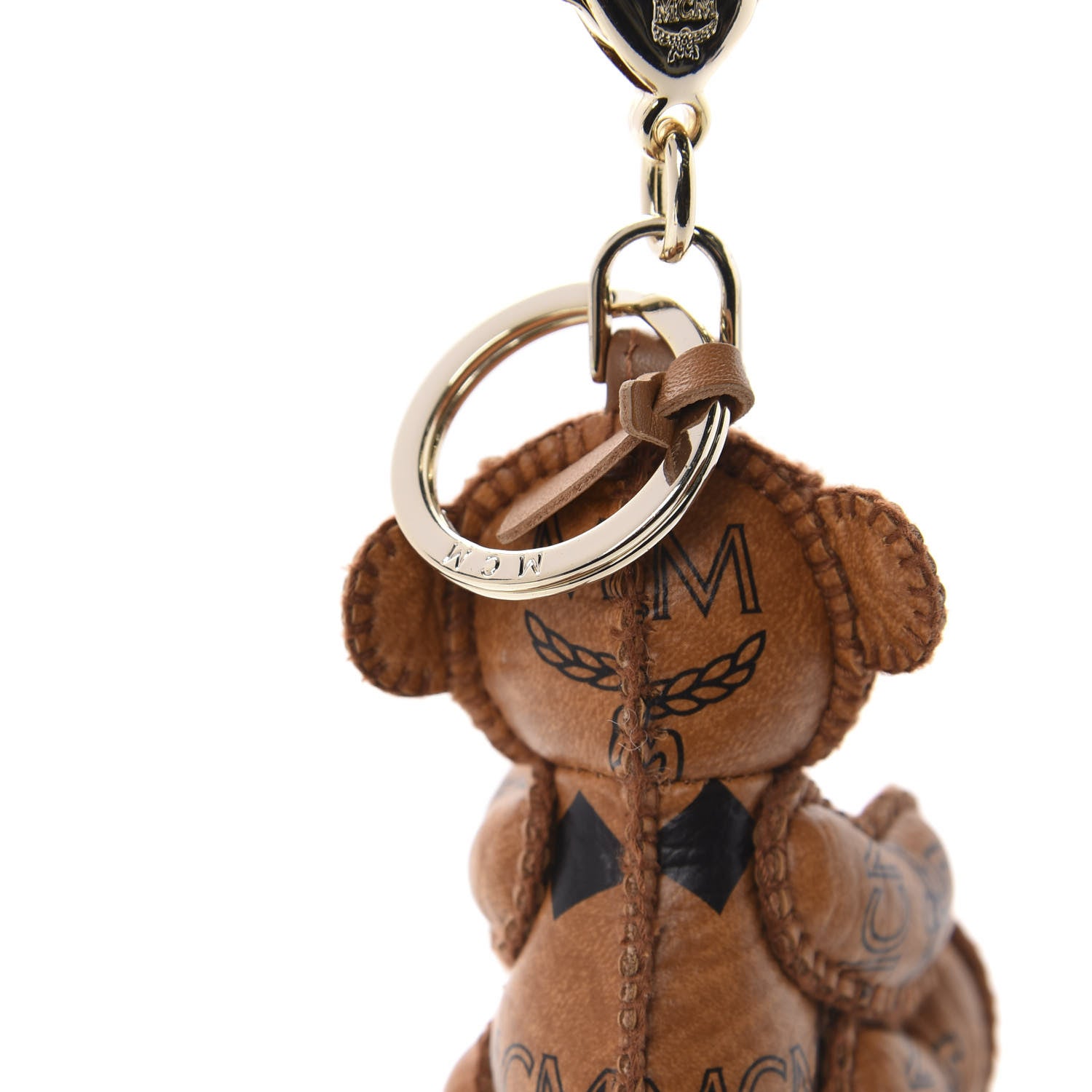 MCM Visetos Bear Key Ring Bag Charm Cognac 3 of 4