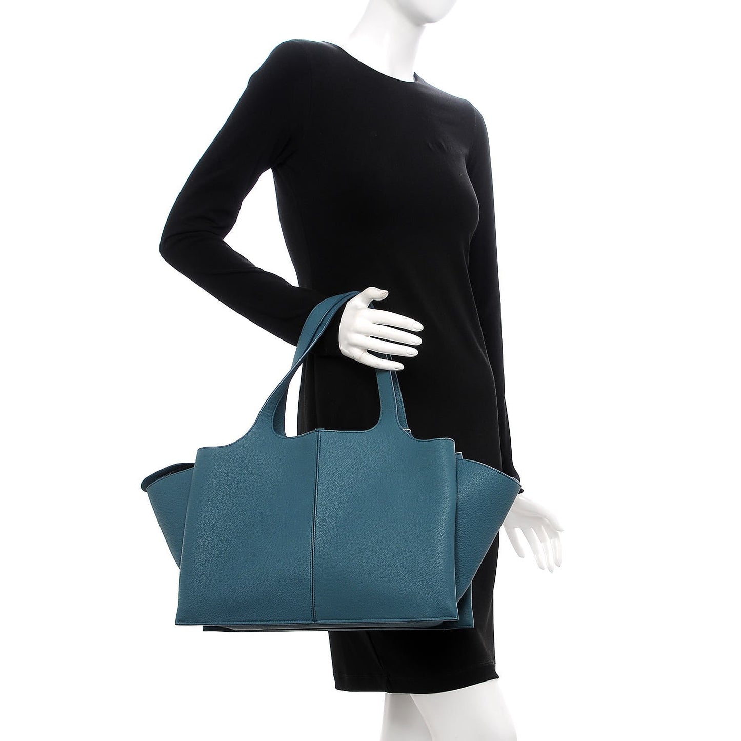 Baby Grained Calfskin Medium Tri-Fold Bag Ocean