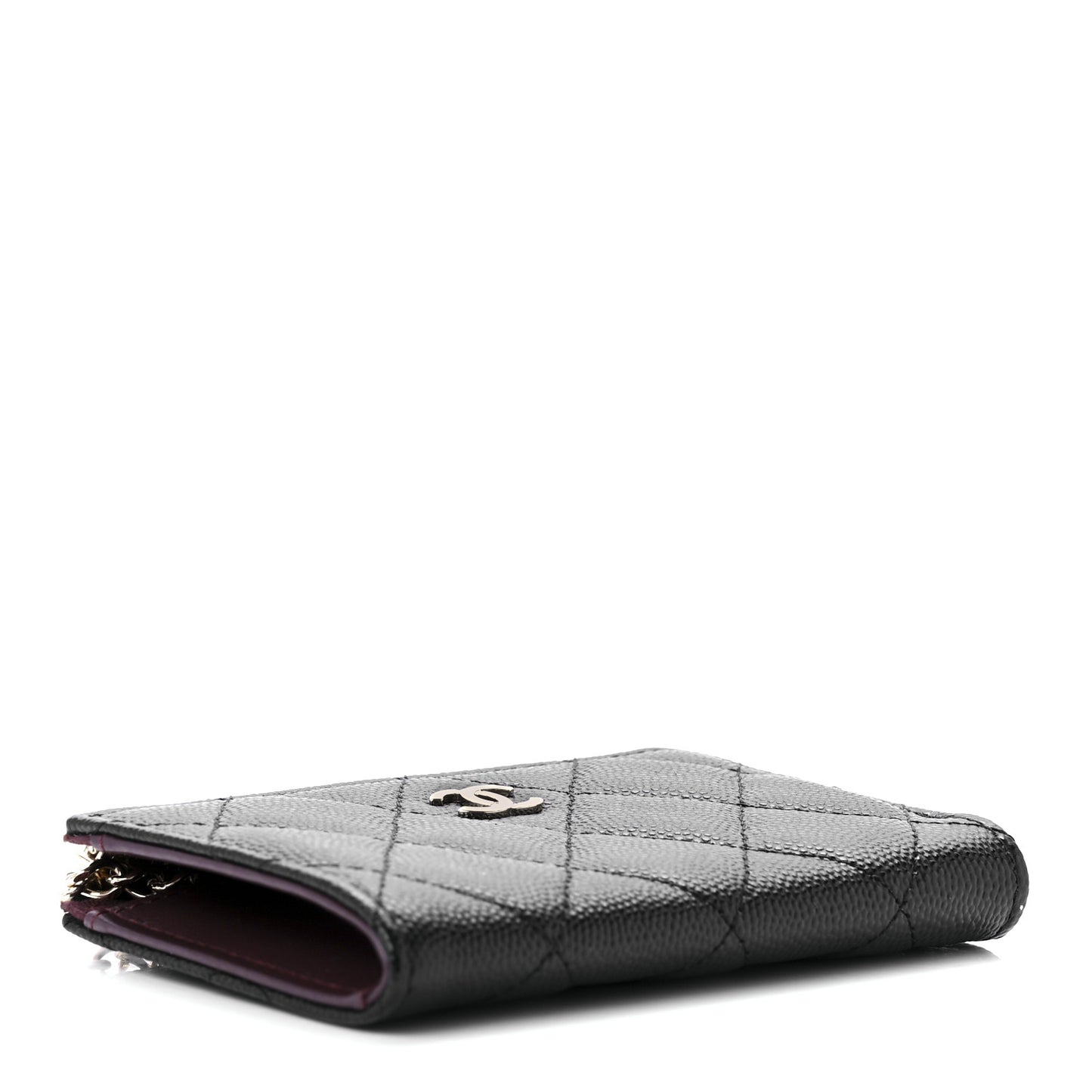 Caviar Quilted Zipped Key Holder Case Black