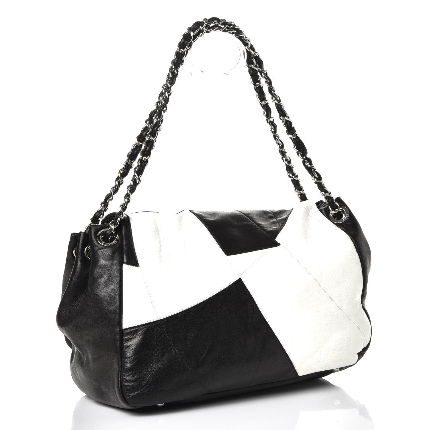 Chanel Lambskin Patchwork Accordion Flap Black White 4 of 10