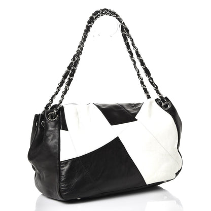 Chanel Lambskin Patchwork Accordion Flap Black White 4 of 10