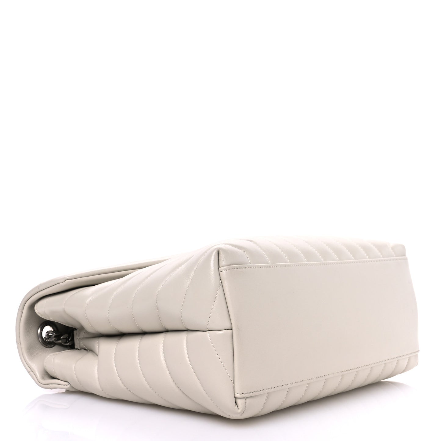 Calfskin Y Quilted Monogram Medium Loulou Chain Satchel Blanc Vintage