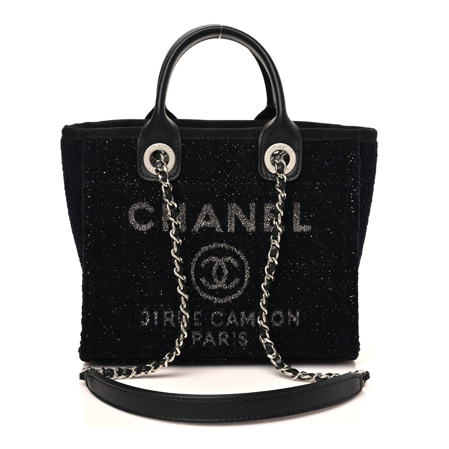 Lurex Canvas Mini Deauville Tote Black