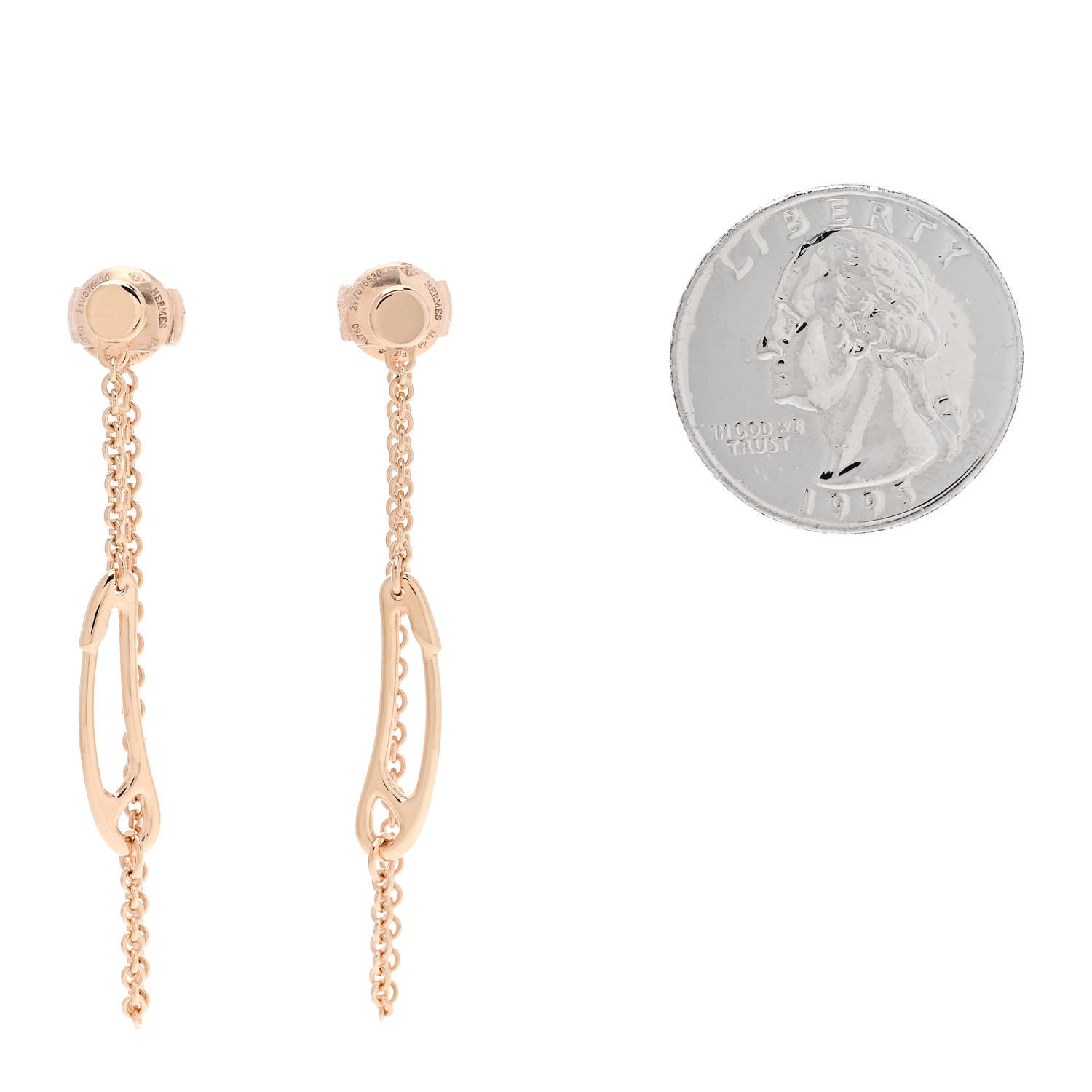 Hermes 18K Rose Gold TPM Chaine D'Ancre Punk Earrings 2 of 5