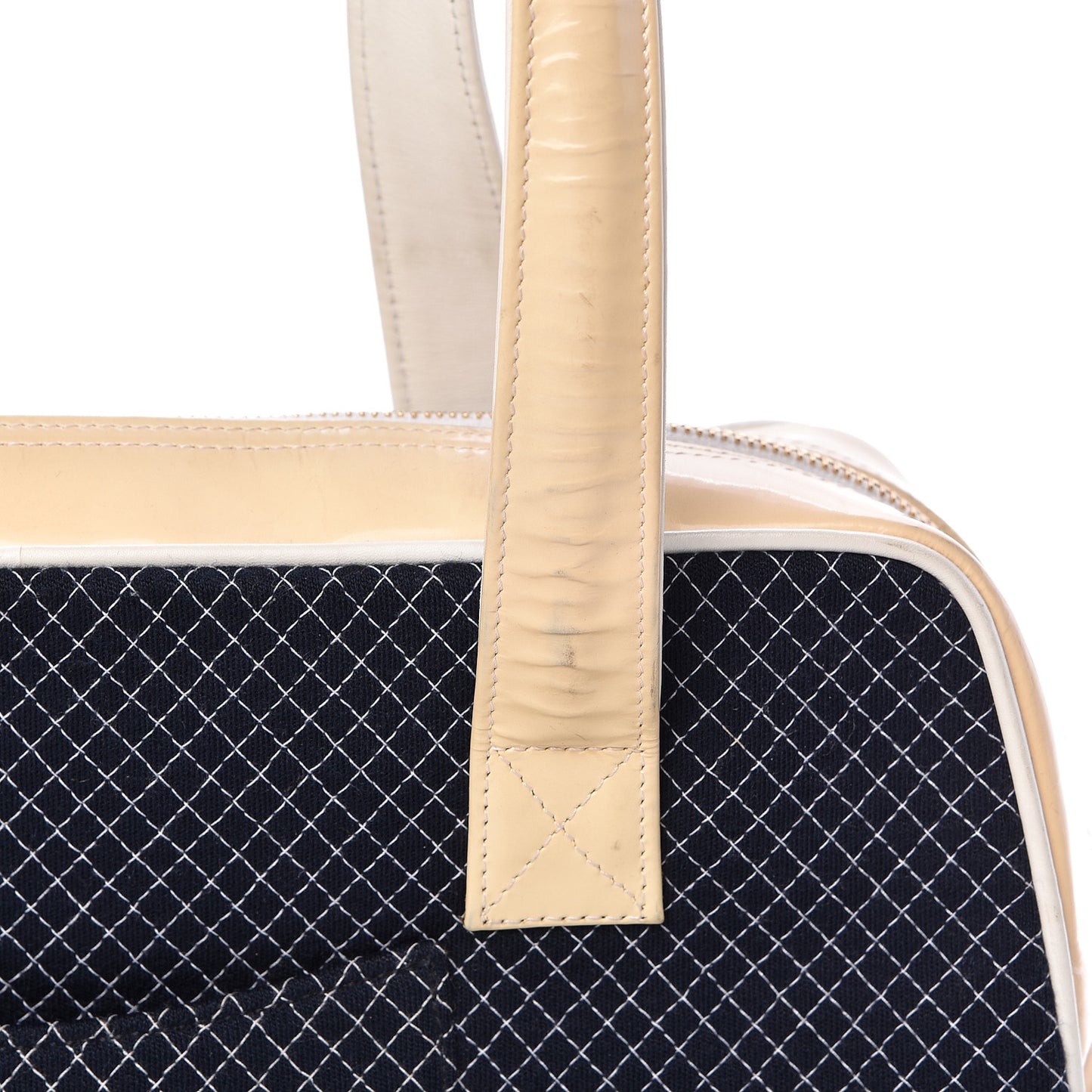 Patent Jersey Quilted Bowler Navy Blue