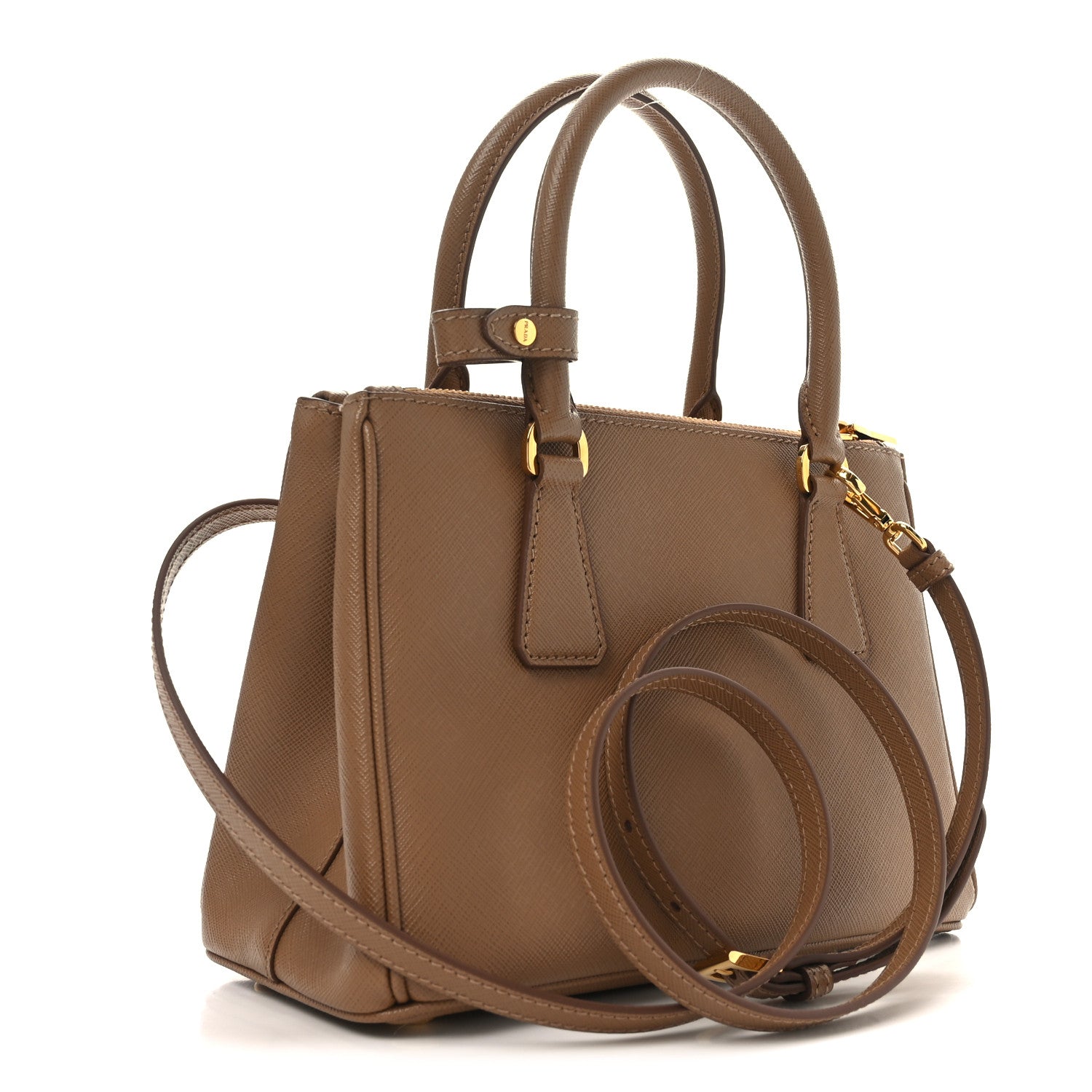 Prada Saffiano Mini Galleria Double Zip Tote Caramel 3 of 9