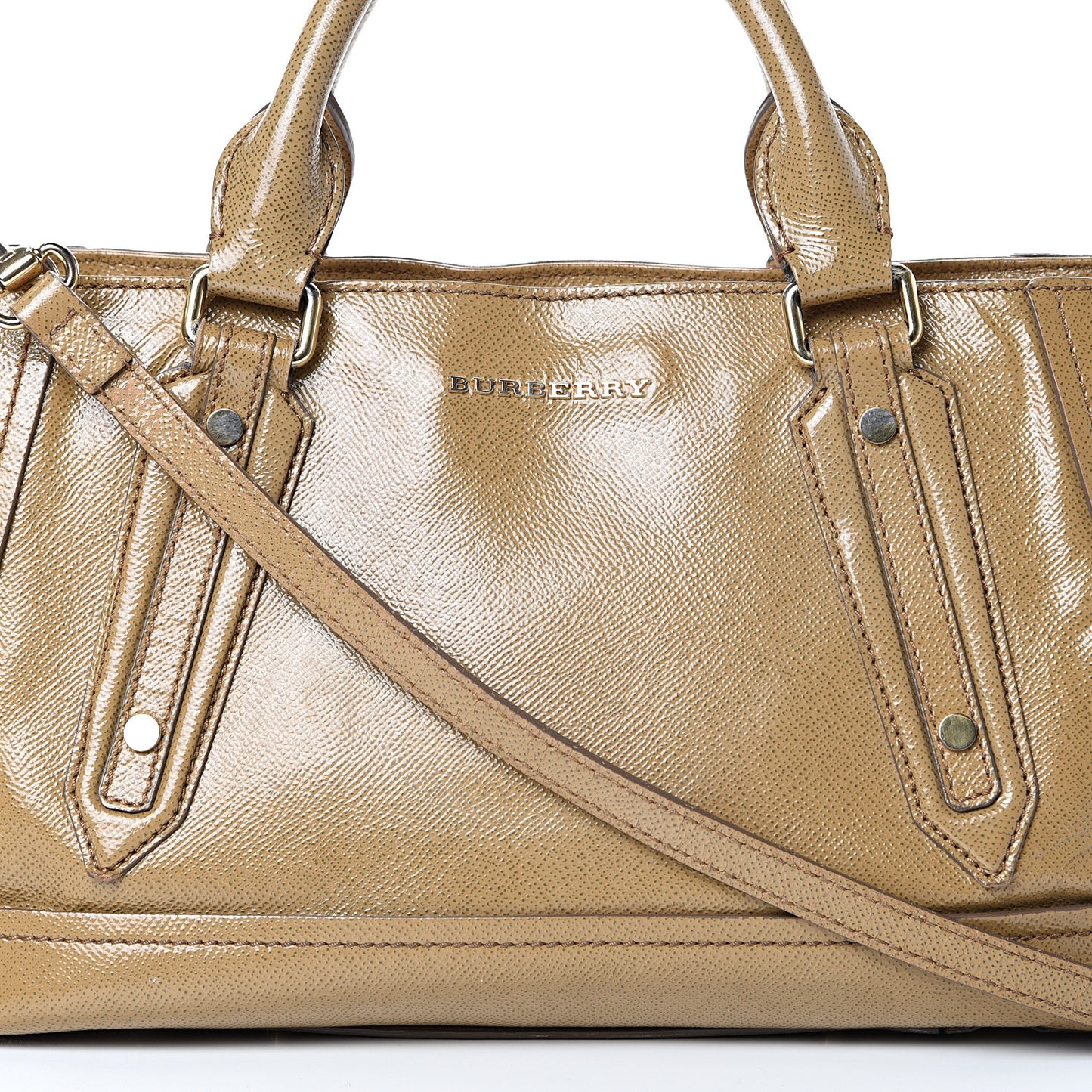 Patent London Grainy Calfskin Satchel Beige