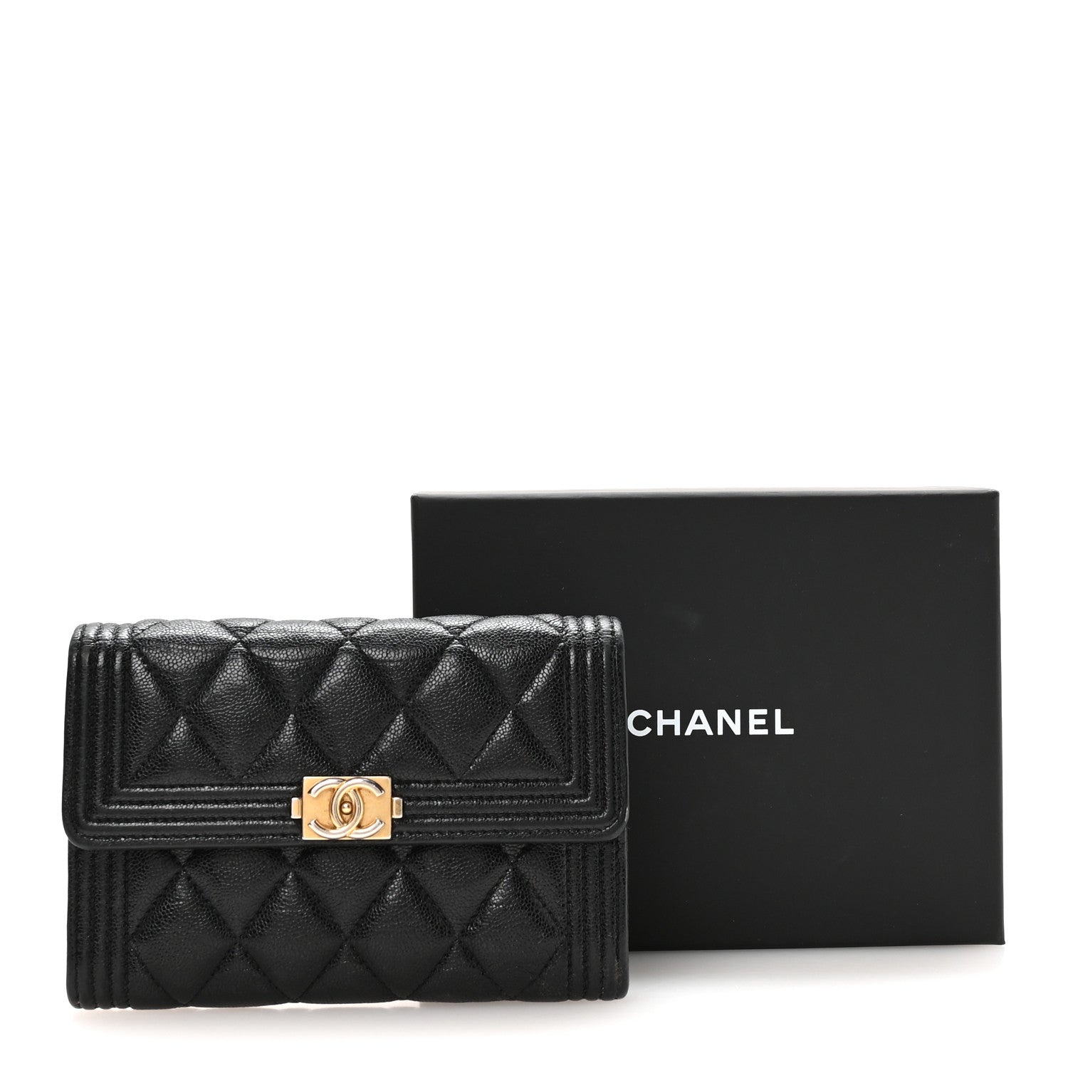 Chanel Caviar Quilted Medium Boy Flap Wallet Black 9 of 9