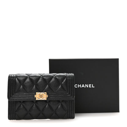 Chanel Caviar Quilted Medium Boy Flap Wallet Black 9 of 9