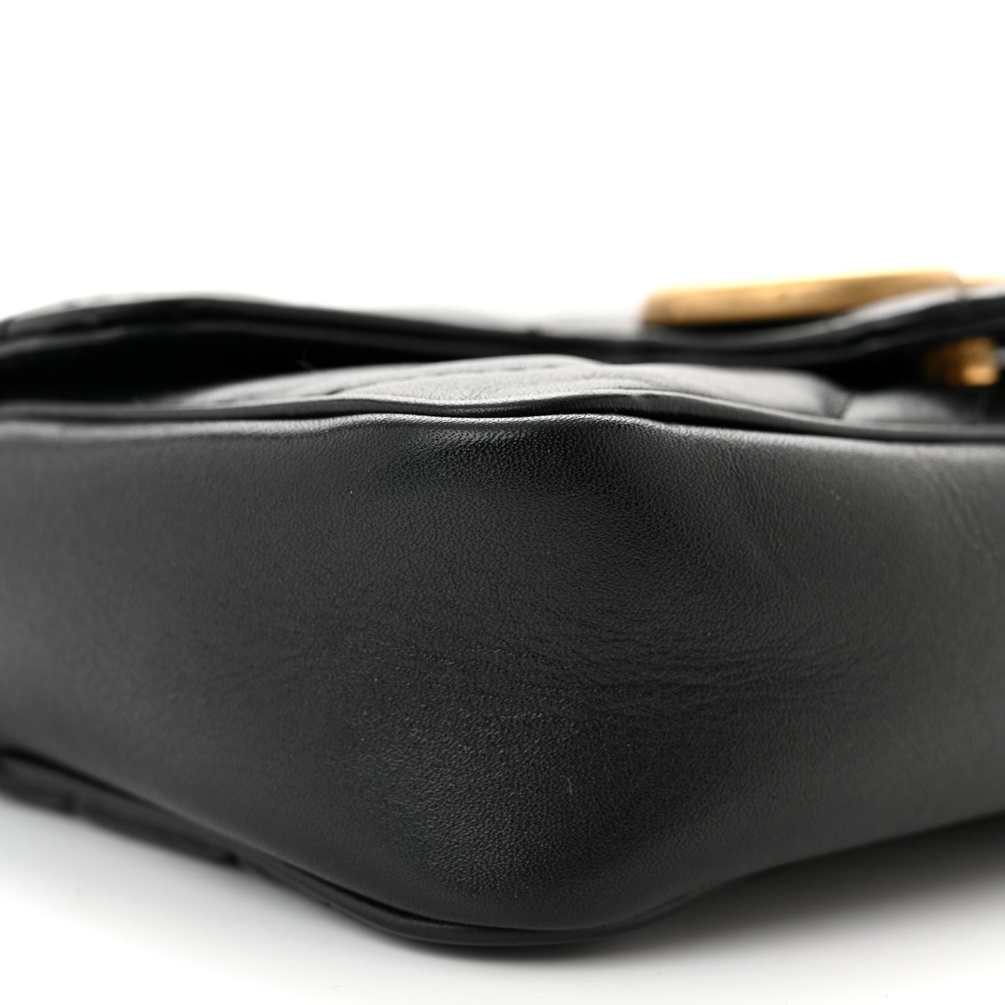 Calfskin Matelasse Super Mini GG Marmont Shoulder Bag Black