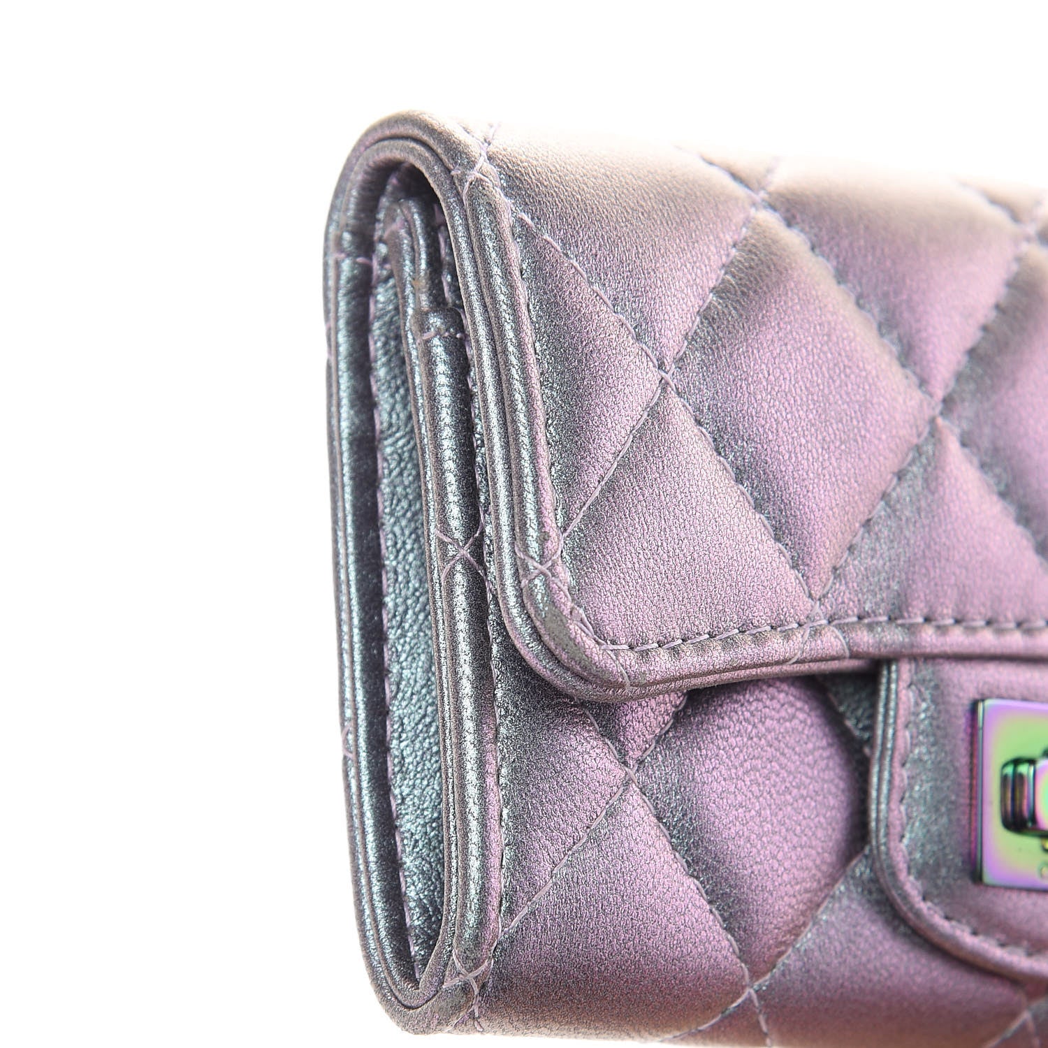 Chanel Iridescent Lambskin Quilted Reissue Flap Card Holder Light Purple 12 of 12