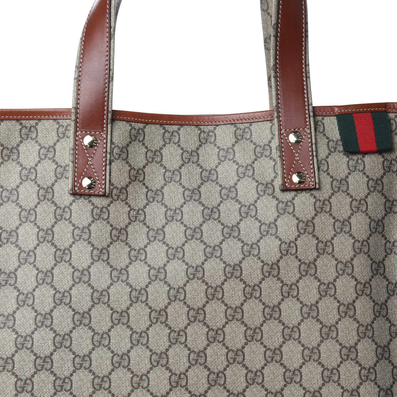 Gucci GG Plus Monogram Large Signature Web Loop Tote Brown 10 of 10