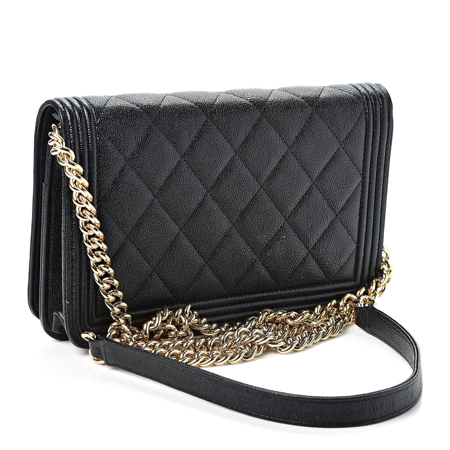 Caviar Quilted Boy Wallet On Chain WOC Black