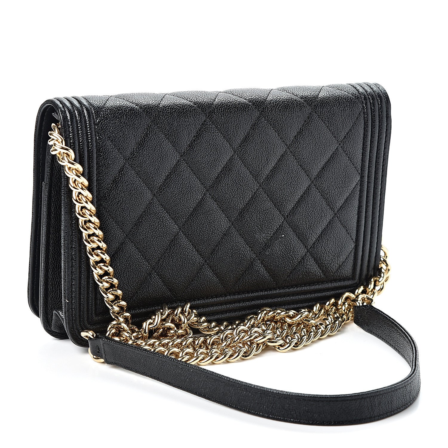 Chanel Caviar Quilted Boy Wallet On Chain WOC Black 2 of 11