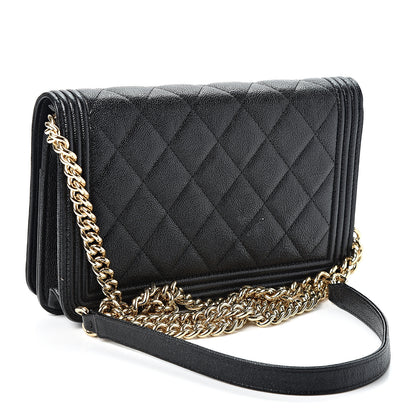 Chanel Caviar Quilted Boy Wallet On Chain WOC Black 2 of 11