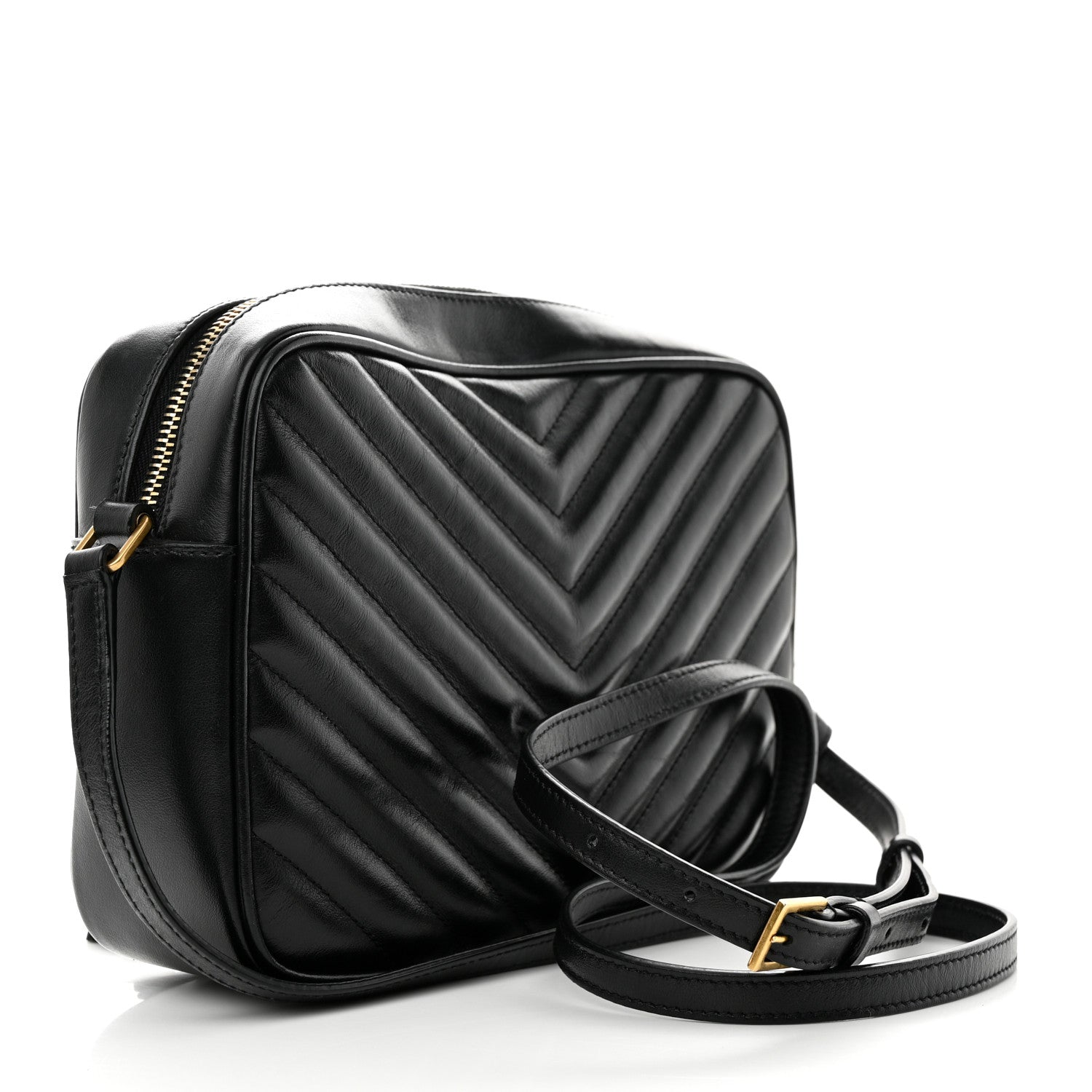 Saint Laurent Calfskin Matelasse Monogram Lou Camera Bag Black 3 of 17