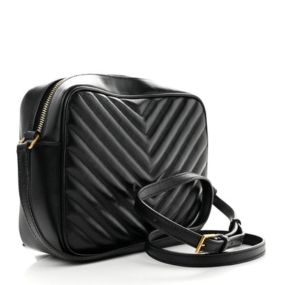 Saint Laurent Calfskin Matelasse Monogram Lou Camera Bag Black 3 of 17