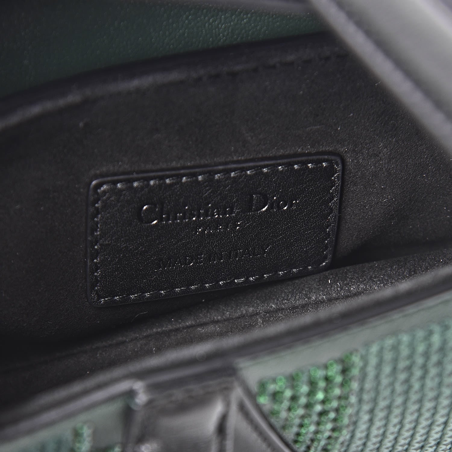 Christian Dior Crystal Calfskin Mini Saddle Bag Green Multi 6 of 9