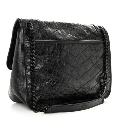 Saint Laurent Crinkled Calfskin Matelasse Monogram Medium Niki Chain Satchel Black 3 of 10